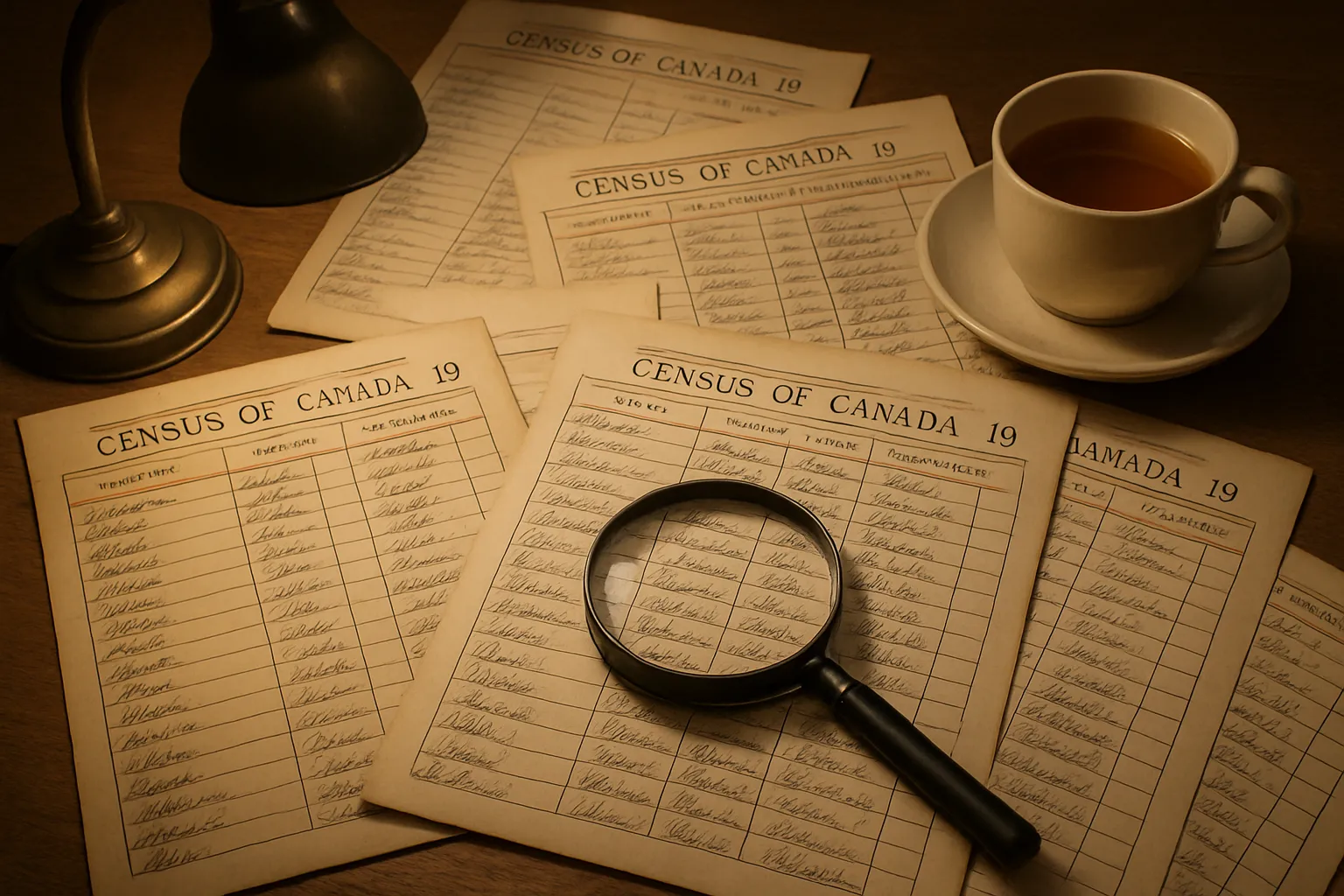 Old Canadian census record pages with handwritten entries