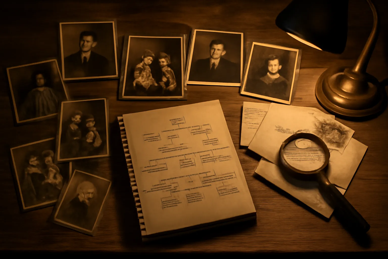 Genealogist recording cemetery inscription information in a notebook