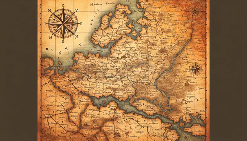 Antique map of Galicia showing village names in old script